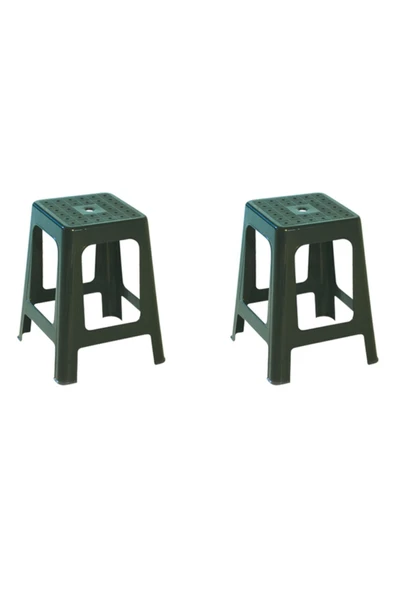 Papatya Mercan Plastik Tabure Yeşil 2li Paket - Bahçe Balkon Taburesi ürün görseli 1