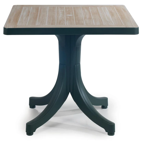 Papatya Diva Plastik Masa - 80x80 Kare Bahçe Balkon Masası -Antrasit & Rattan Dekor - Resim 7