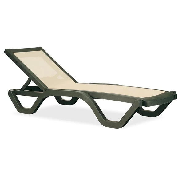 Papatya Myra Tex Kolsuz Şezlong - Teak İskelet & Mavi Fileli - Resim 5