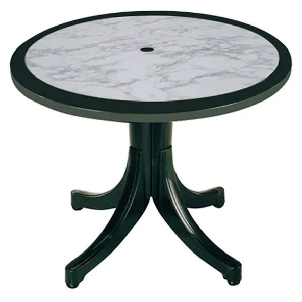 Papatya Pera Plastik Masa - 90lık Yuvarlak Balkon, Bahçe Masası -Teak & Taş Dekor - Resim 3