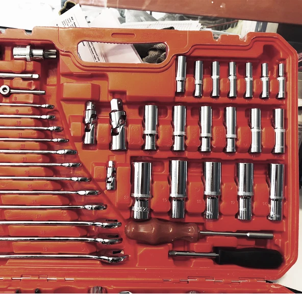 Lokma Anahtar Takımı 216 Parça Uzatma Kolu Mafsallı 1/2 3/8 1/4 Yıldız Tork Düz Set Bits Uç Allen - Resim 9