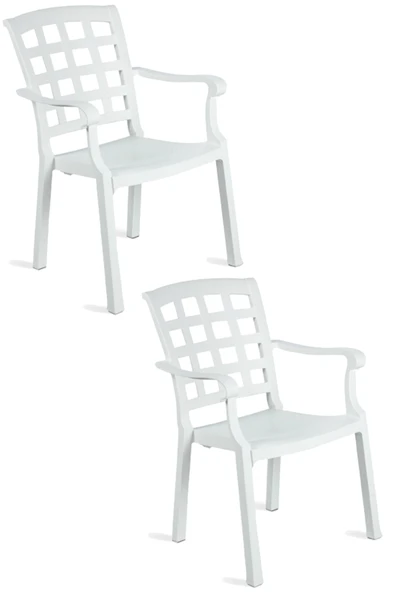 Papatya Pasha Plastik Koltuk Beyaz 2li Paket - Bahçe Balkon Teras Sandalyesi ürün görseli 1