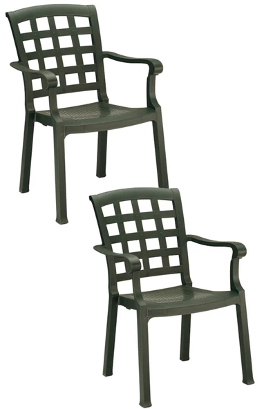 Papatya Pasha Plastik Koltuk Yeşil 2li Paket - Bahçe Balkon Teras Sandalyesi ürün görseli 1