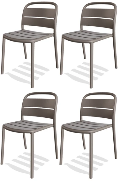 Papatya Balat Sandalye 4lü Paket Küllü Kahve - Plastik Bahçe Balkon Mutfak Sandalyesi ürün görseli 1