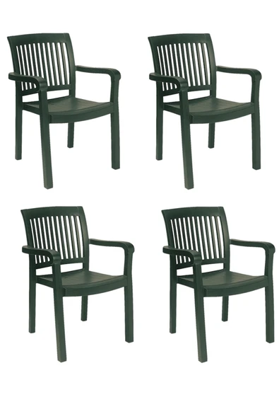 Papatya Mistral Koltuk 4lü Paket Yeşil - Plastik Bahçe Balkon Sandalyesi ürün görseli 1