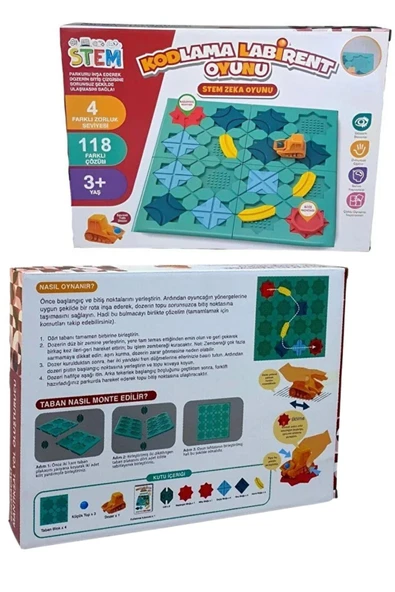 STEM Kodlama Labirent Oyunu – 118 Farklı Çözümlü Zeka ve Mantık Geliştirme Seti - Resim 6