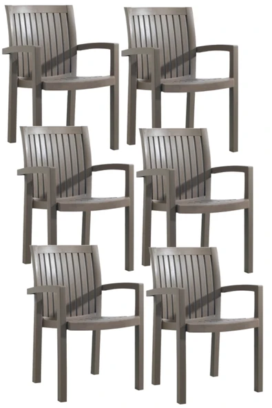 Papatya Neta Koltuk Küllü Kahve 6lı Paket - Plastik Bahçe Balkon Sandalyesi ürün görseli 1