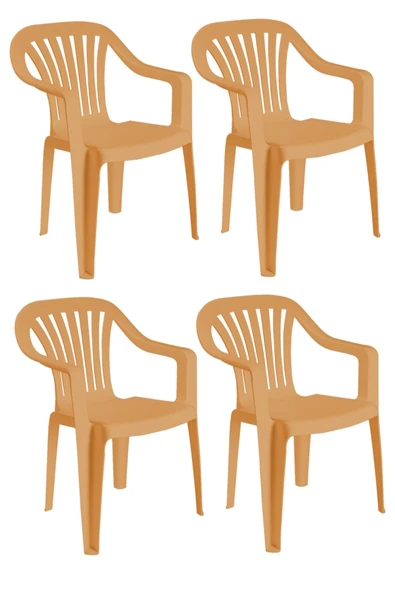 Papatya Tropik Plastik Koltuk Teak 4lü Paket - Bahçe, Balkon, Teras Sandalyesi ürün görseli 1
