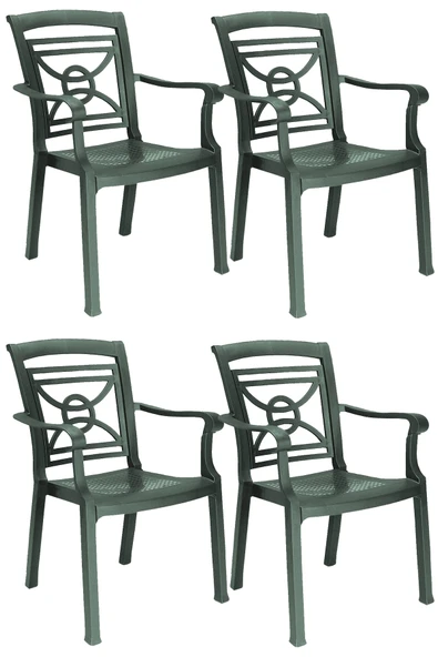 Papatya Commadore Koltuk Yeşil 4lü Paket - Plastik Bahçe Balkon Sandalyesi ürün görseli 1