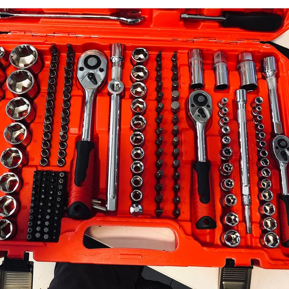 Lokma Anahtar Takımı 216 Parça Uzatma Kolu Mafsallı 1/2 3/8 1/4 Yıldız Tork Düz Set Bits Uç Allen - Resim 8