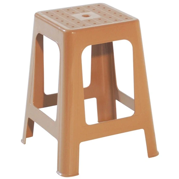 Papatya Mercan Plastik Tabure Teak - Bahçe Balkon Taburesi ürün görseli 1