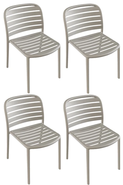 Papatya Tarabya Sandalye Fırtına Gri 4lü Paket - Plastik Bahçe Balkon Mutfak Sandalyesi ürün görseli 1