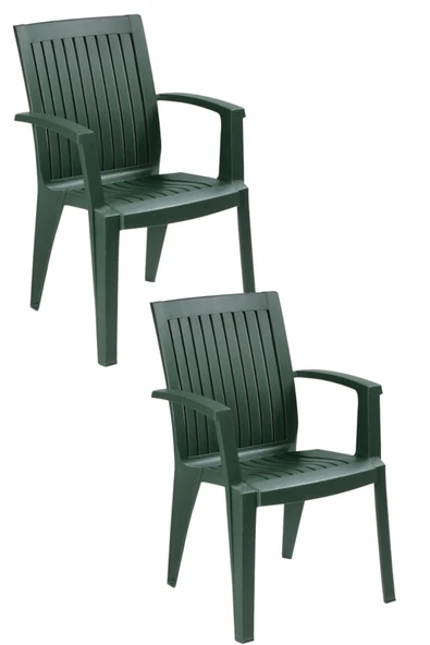 Papatya Alize Koltuk Yeşil 2li Paket - Plastik Bahçe Balkon Koltuğu ürün görseli 1