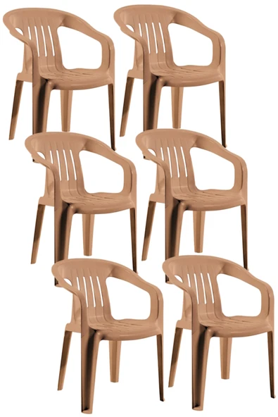 Papatya Elit Koltuk Teak 6lı Paket - Plastik Bahçe Balkon Sandalyesi ürün görseli 1