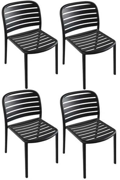 Papatya Tarabya Sandalye Antrasit 4lü Paket - Plastik Bahçe Balkon Mutfak Sandalyesi ürün görseli 1
