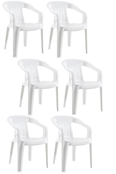 Papatya Elit Koltuk Beyaz 6lı Paket - Plastik Bahçe Balkon Sandalyesi ürün görseli 1