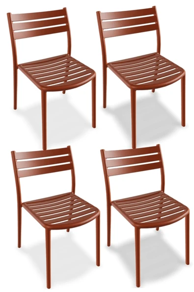 Papatya Hisar Sandalye Kor Kırmızı 4lü Paket - Plastik Bahçe Balkon Mutfak Sandalyesi ürün görseli 1