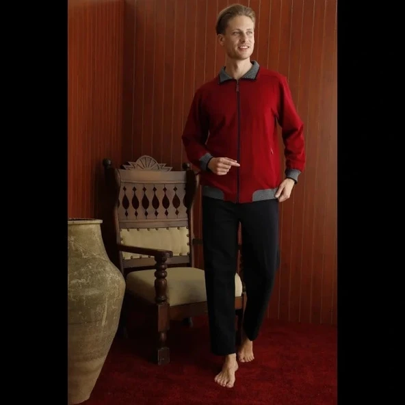 Kocabey 7424 Erkek Battal Apaj Yaka Uzun Kol Eşofman Takım ürün görseli 1