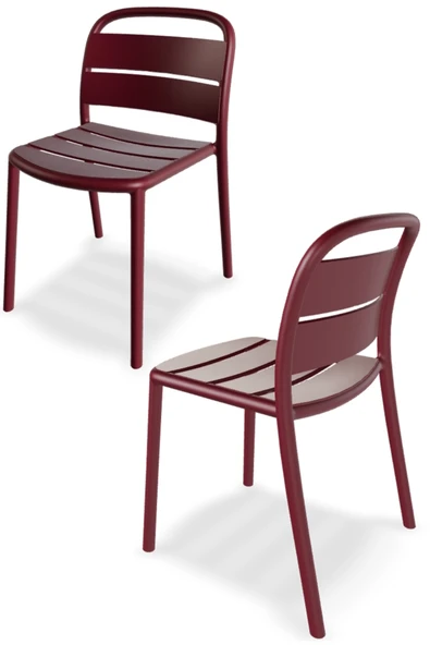 Papatya Balat Sandalye 2li Paket Lal Kırmızı - Plastik Bahçe Balkon Mutfak Sandalyesi ürün görseli 1