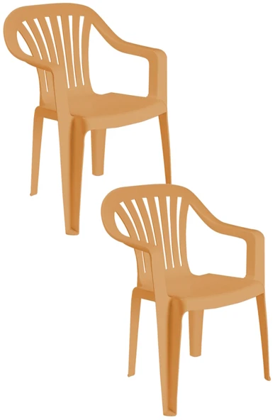 Papatya Tropik Plastik Koltuk Teak 2li Paket - Bahçe, Balkon, Teras Sandalyesi ürün görseli 1