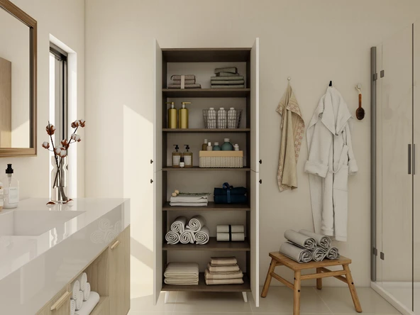 Vadi Çok Amaçlı Banyo/Kiler Dolabı Antrasitmeşe-Beyaz Renk - Resim 3