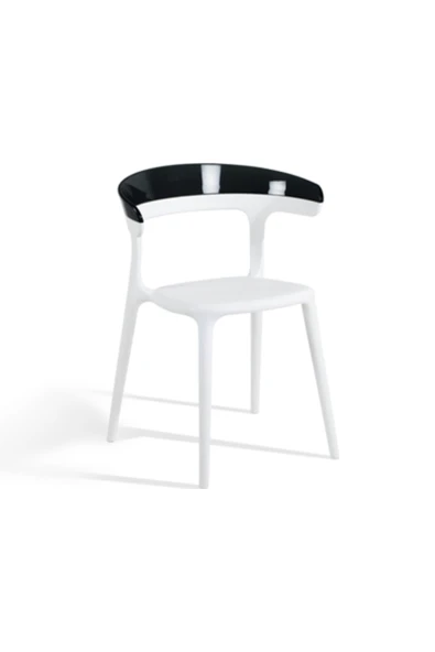 Papatya Luna Sandalye - Beyaz Gövde & Solid Siyah Font - Resim 2