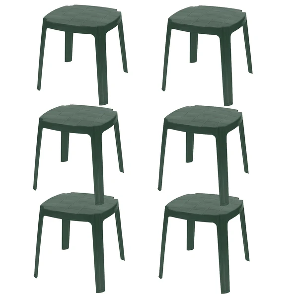 Papatya Royal Plastik Sehpa Koyu Yeşil 6lı Paket - İstiflenebilir, UV Korumalı ürün görseli 1