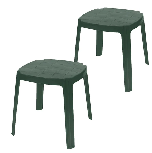 Papatya Royal Plastik Sehpa Koyu Yeşil 2li Paket - İstiflenebilir, UV Korumalı ürün görseli 1