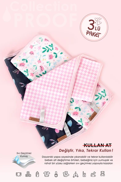 PROOF ALT AÇMA ÖRTÜSÜ 47x74 CM 3'LÜ PEMBE GRUP - Resim 3