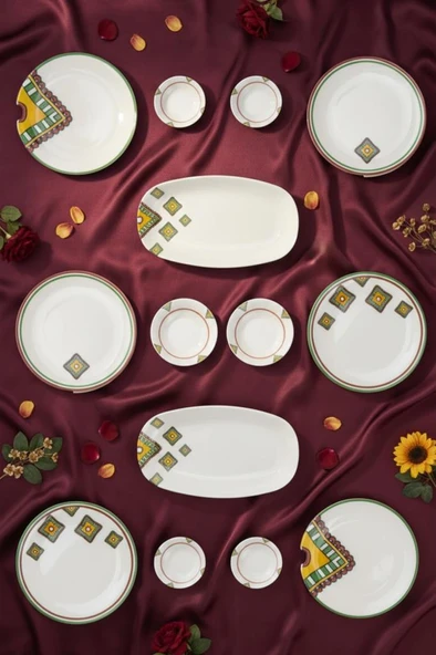 Bambum Moderna - 14 Parça Kahvaltı Takımı Mustard - Resim 3