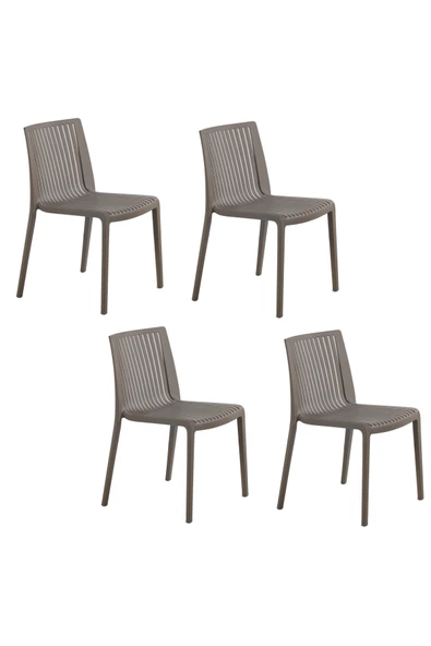 Papatya Cool Plastik Sandalye 4lü Paket Kahve - Bahçe Balkon Mutfak Sandalyesi ürün görseli 1