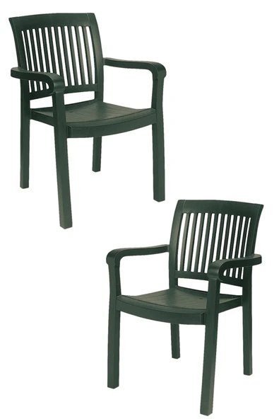 Papatya Mistral Koltuk 2li Paket Yeşil - Plastik Bahçe Balkon Sandalyesi ürün görseli 1