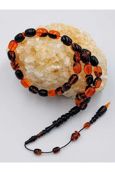 SİYAH-TURUNCU HALKALI İMAME KATALİN TESPİH (AHŞAP KUTU) - Resim 2