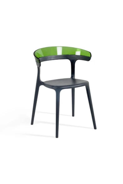 Papatya Luna Sandalye - Antrasit Gövde & Transparan Yeşil Font ürün görseli 1