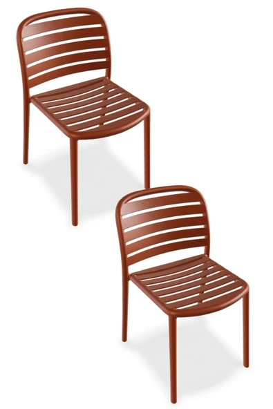 Papatya Tarabya Sandalye Kor Kırmızı 2li Paket - Plastik Bahçe Balkon Mutfak Sandalyesi ürün görseli 1