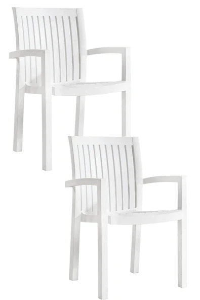 Papatya Neta Koltuk Beyaz 2li Paket - Plastik Bahçe Balkon Sandalyesi ürün görseli 1