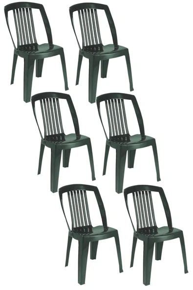 Papatya Favori Sandalye Yeşil 6lı  - Plastik Bahçe Balkon Sandalyesi ürün görseli 1