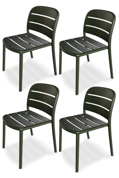 Papatya Beykoz Sandalye Servi Yeşil 4lü Paket - Plastik Bahçe Balkon Mutfak Sandalyesi ürün görseli 1