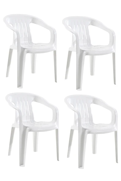 Papatya Elit Koltuk Beyaz 4lü Paket - Plastik Bahçe Balkon Sandalyesi ürün görseli 1