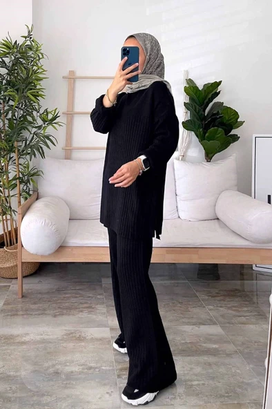 Fitilli Yandan Yırtmaçlı Rahat Ve Geniş Kalıp Takım - Resim 5