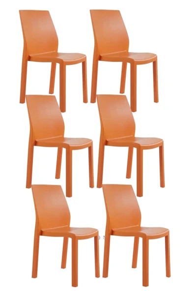 Papatya Yummy Sandalye Turuncu 6lı Paket - Plastik Bahçe Balkon Sandalyesi ürün görseli 1