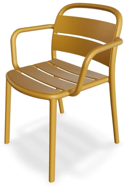 Papatya Balat Sandalye 2li Paket Koyu Sarı - Plastik Bahçe Balkon Mutfak Sandalyesi - Resim 10