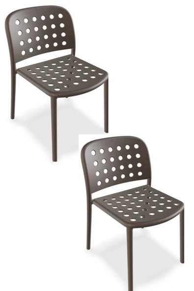 Papatya Bomonti Sandalye Küllü Kahve 2li Paket - Plastik Bahçe Balkon Mutfak Sandalyesi ürün görseli 1