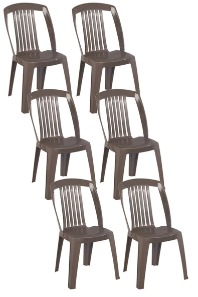 Papatya Favori Sandalye Kahve 6lı - Plastik Bahçe Balkon Sandalyesi ürün görseli 1