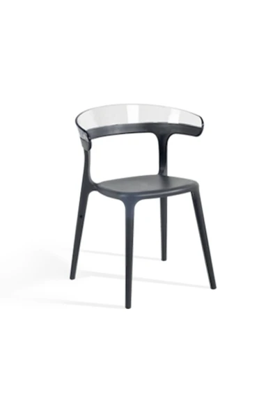 Papatya Luna Sandalye - Antrasit Gövde & Transparan Şeffaf Font ürün görseli 1