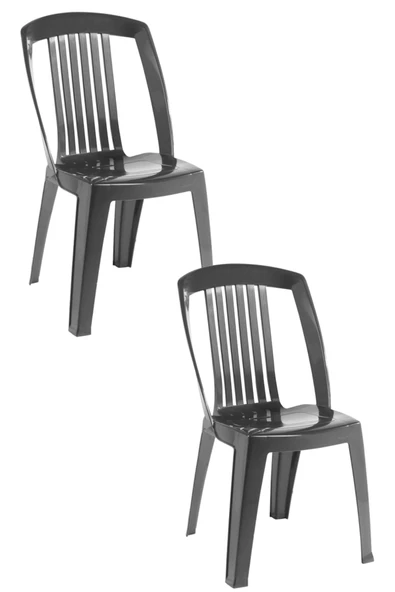 Papatya Favori Sandalye Antrasit 2li - Plastik Bahçe Balkon Sandalyesi ürün görseli 1