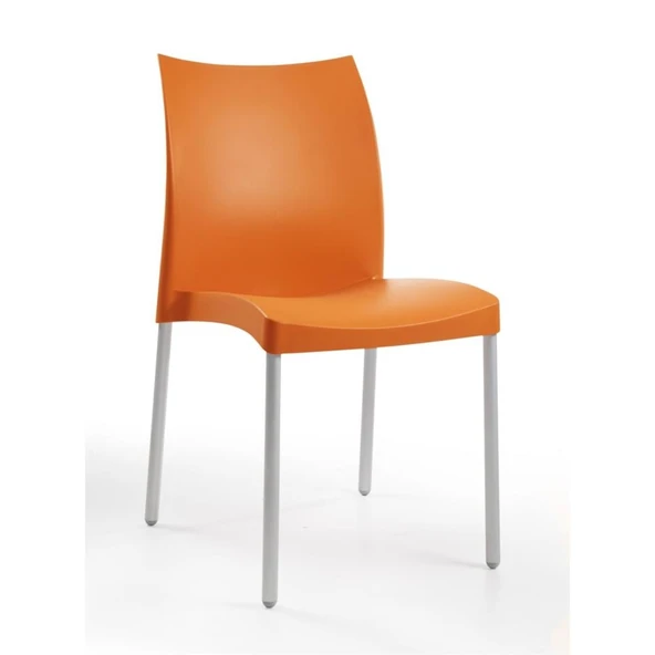 Papatya Marvel Sandalye - Alüminyum Ayaklı Bahçe Mutfak Balkon Sandalyesi -Turuncu - Resim 4