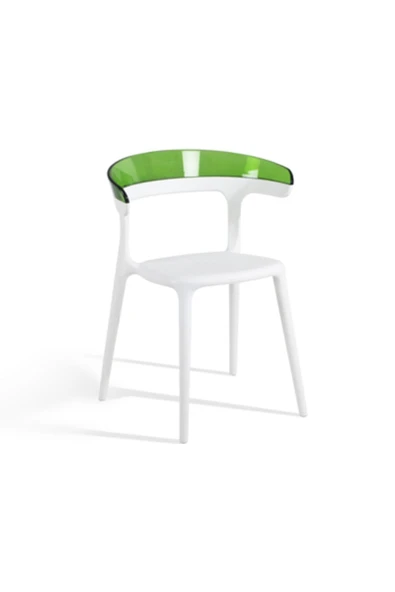 Papatya Luna Sandalye - Beyaz Gövde & Transparan Yeşil Font ürün görseli 1