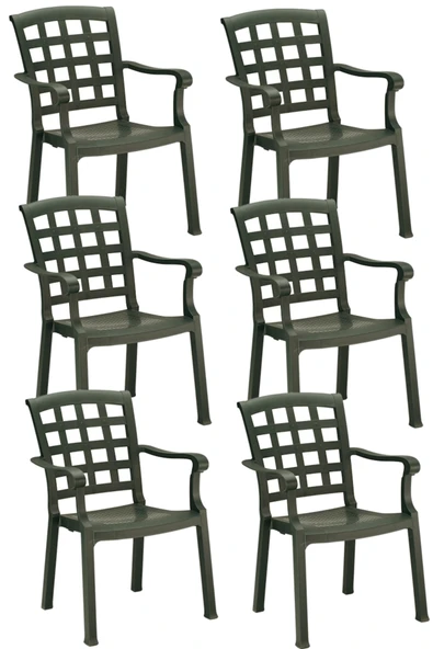 Papatya Pasha Plastik Koltuk Yeşil 6lı Paket Yeşil - Bahçe Balkon Teras Sandalyesi ürün görseli 1