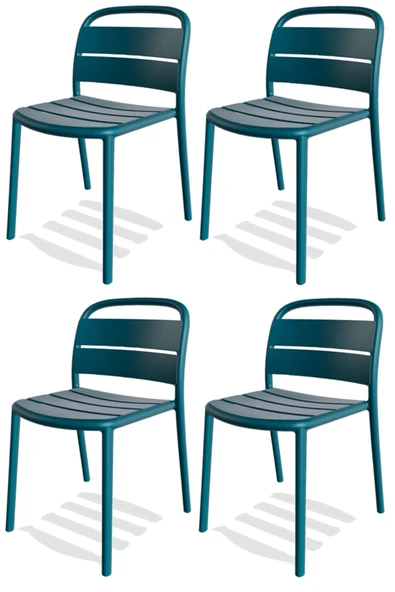 Papatya Balat Sandalye 4lü Paket Marmara Mavisi - Plastik Bahçe Balkon Mutfak Sandalyesi ürün görseli 1